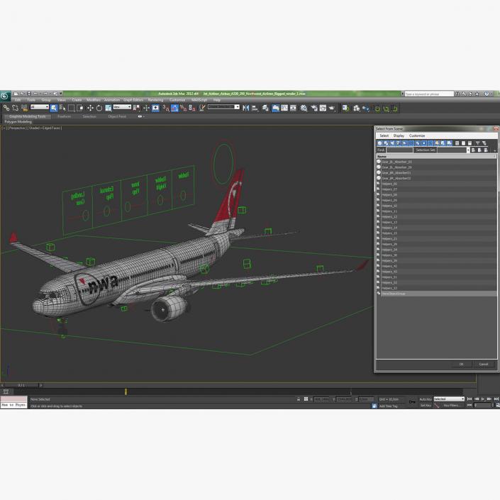 Jet Airliner Airbus A330-200 Northwest Airlines Rigged 3D model