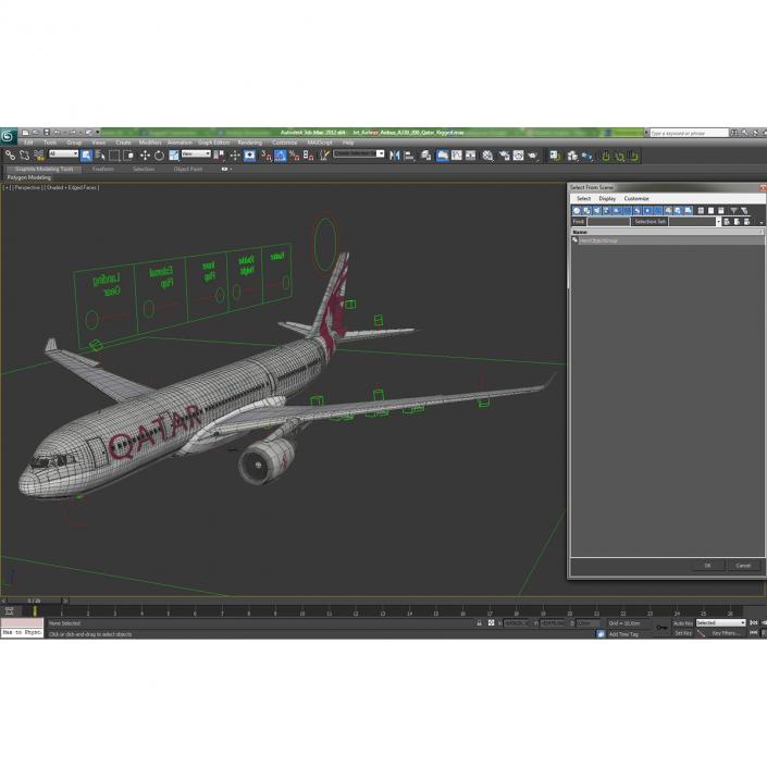 3D Jet Airliner Airbus A330-200 Qatar Rigged