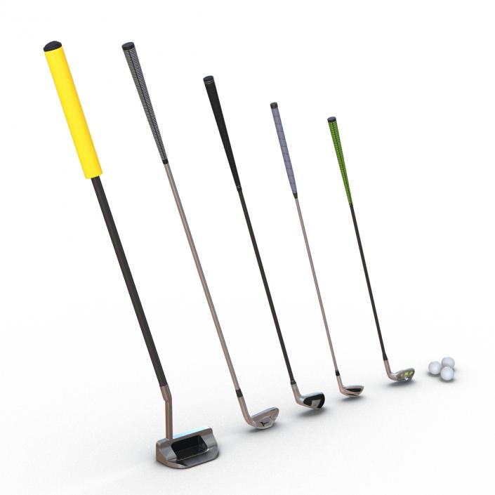 3D model Golf Clubs and Ball Collection