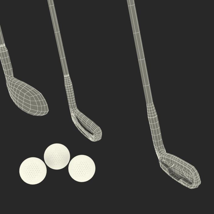 3D model Golf Clubs and Ball Collection