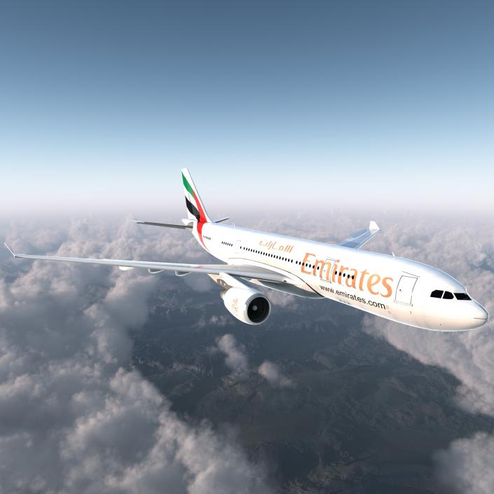 3D Airbus A330-P2F Emirates Rigged