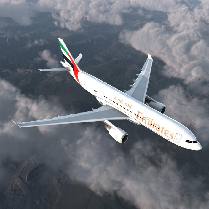 3D Airbus A330-P2F Emirates Rigged