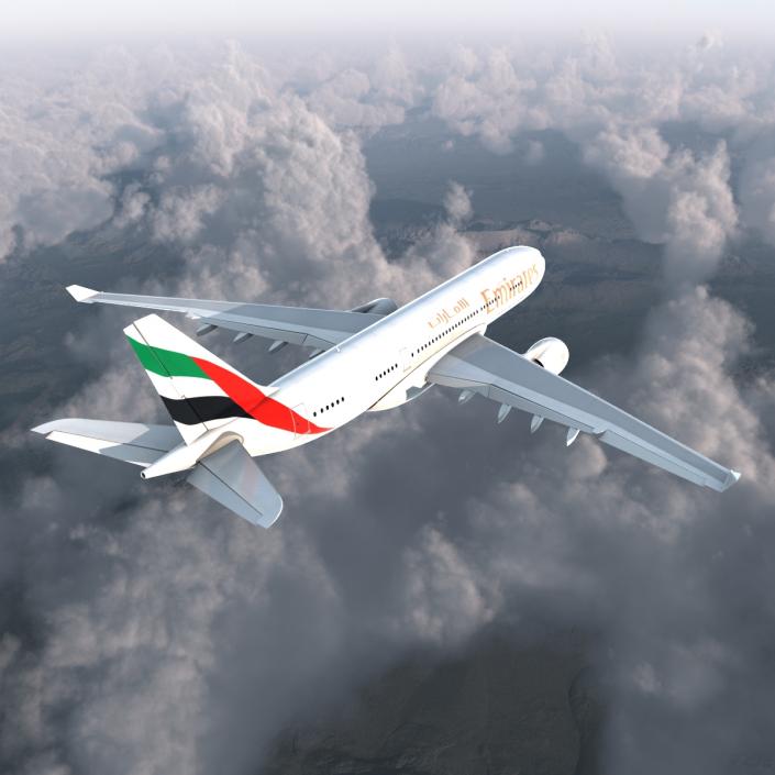 3D Airbus A330-P2F Emirates Rigged