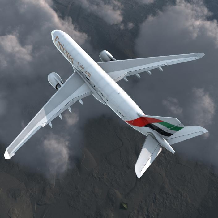 3D Airbus A330-P2F Emirates Rigged