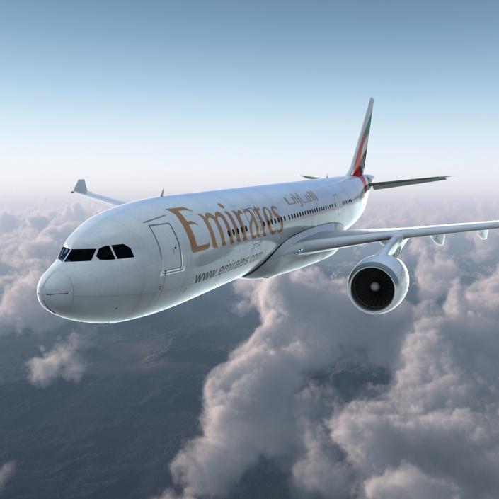 3D Airbus A330-P2F Emirates Rigged