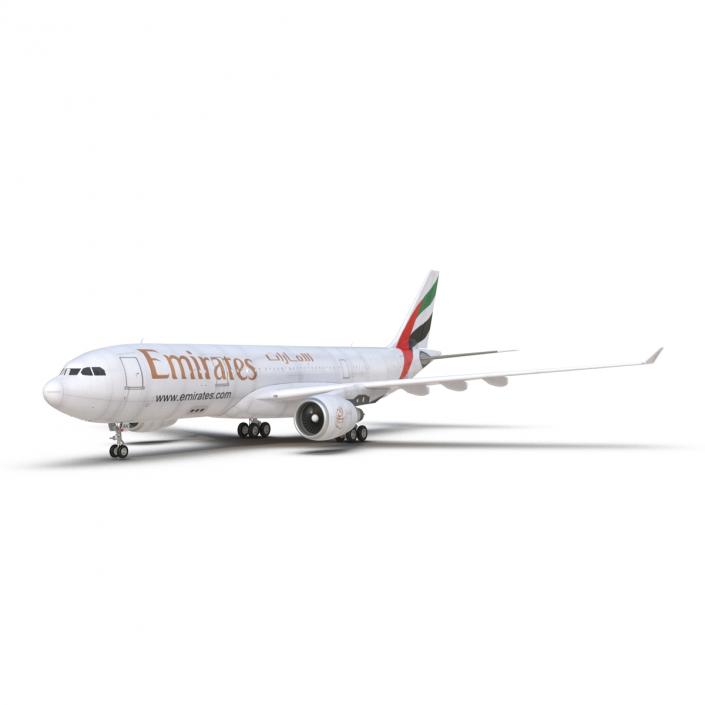 3D Airbus A330-P2F Emirates Rigged