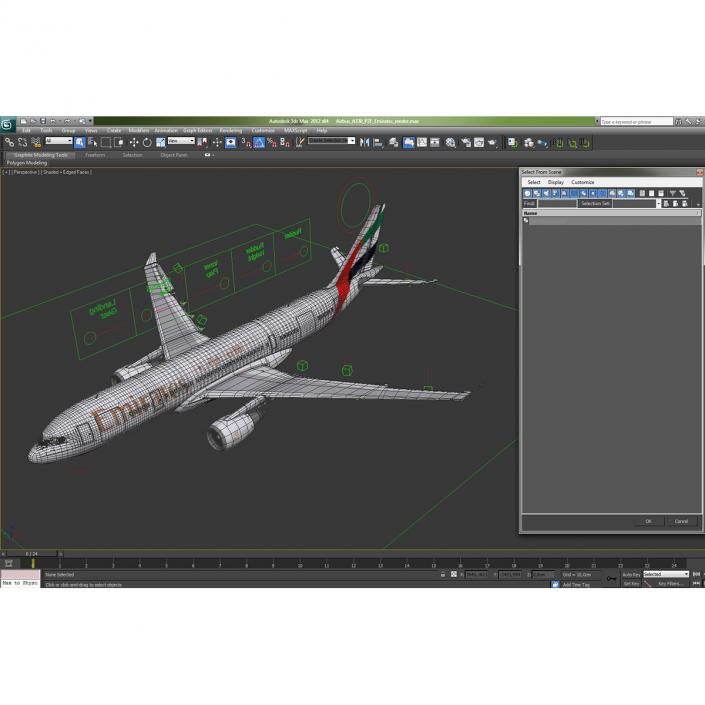 3D Airbus A330-P2F Emirates Rigged