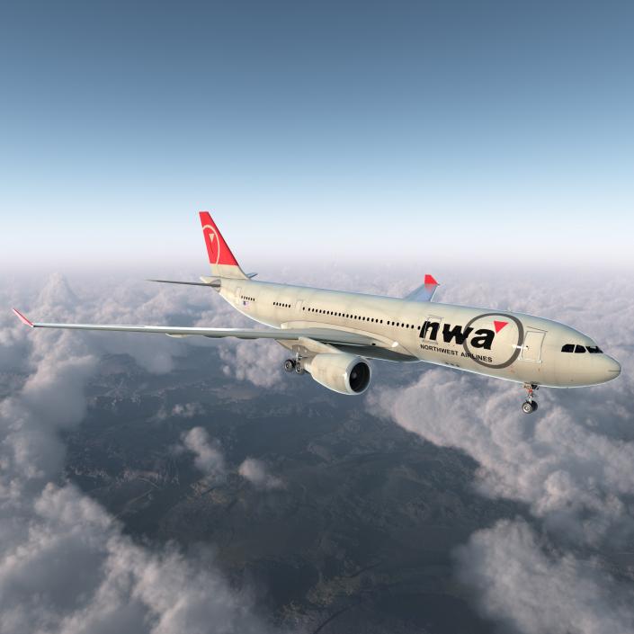 Airbus A330-P2F Northwest Airlines 3D model