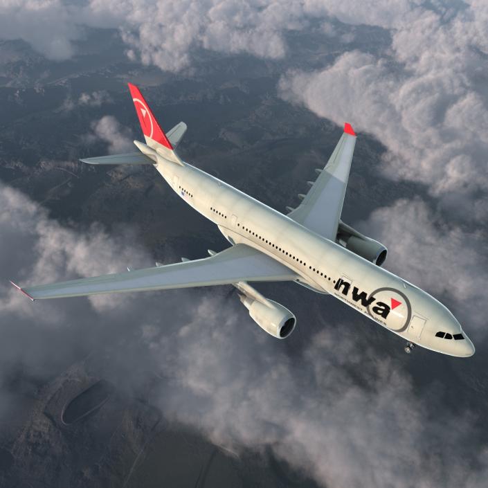 Airbus A330-P2F Northwest Airlines 3D model