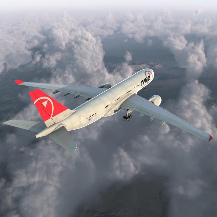 Airbus A330-P2F Northwest Airlines 3D model