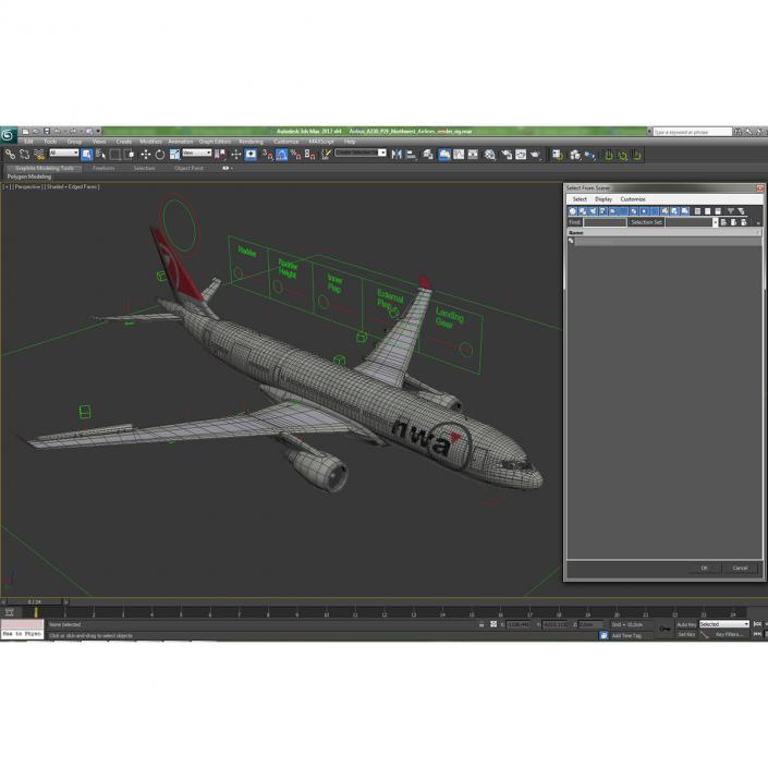 3D Airbus A330 P2F Northwest Airlines Rigged