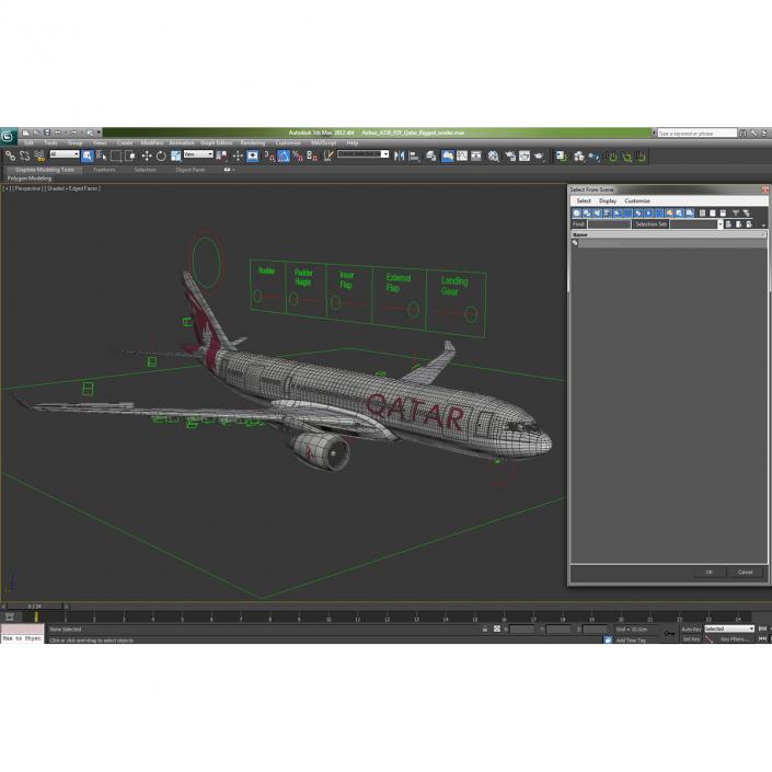 3D Airbus A330 P2F Qatar Rigged model