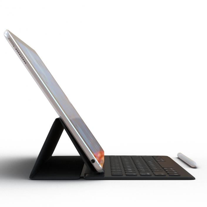 3D iPad Pro with Pencil and Smart Keyboard Rigged