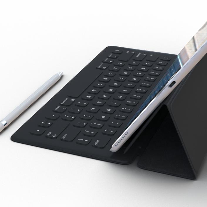 3D iPad Pro with Pencil and Smart Keyboard Rigged