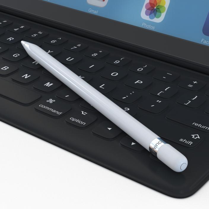 3D iPad Pro with Pencil and Smart Keyboard Rigged