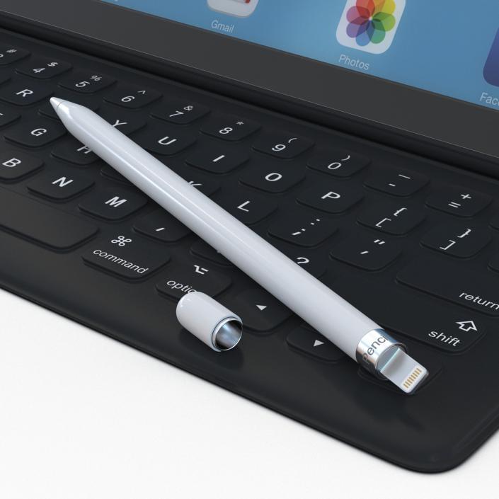 3D iPad Pro with Pencil and Smart Keyboard Rigged