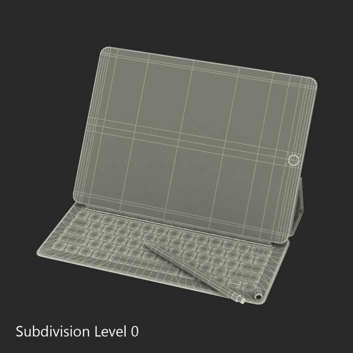 3D iPad Pro with Pencil and Smart Keyboard Rigged