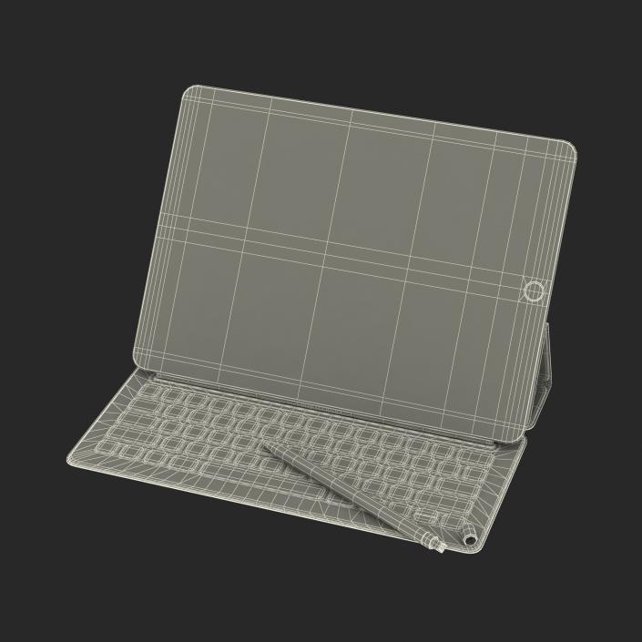 3D iPad Pro with Pencil and Smart Keyboard Rigged