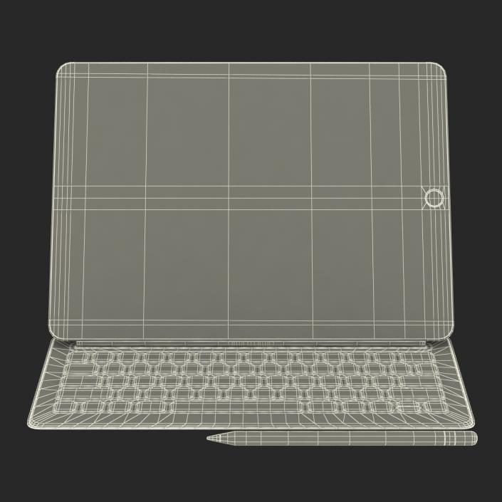 3D iPad Pro with Pencil and Smart Keyboard Rigged