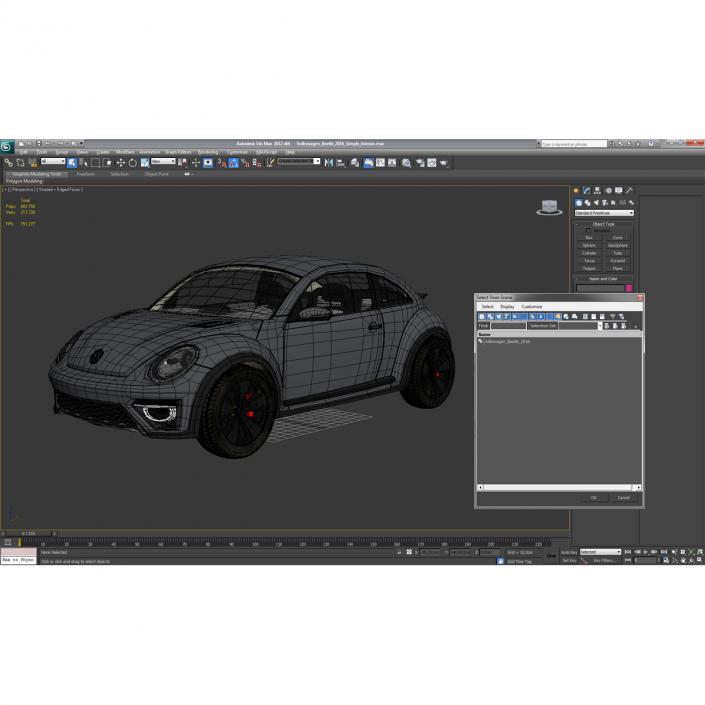 3D Volkswagen Beetle 2016 Simple Interior model