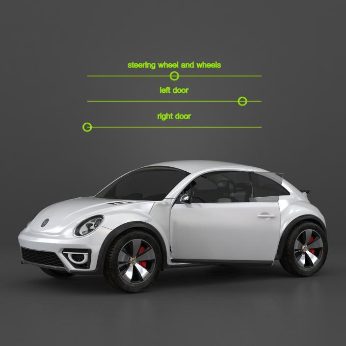 3D model Volkswagen Beetle 2016 White Rigged