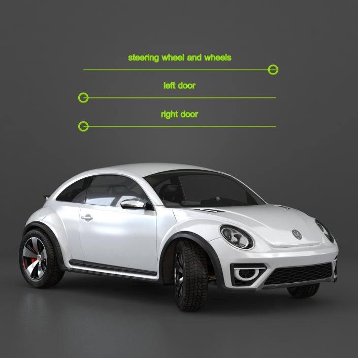 3D model Volkswagen Beetle 2016 White Rigged