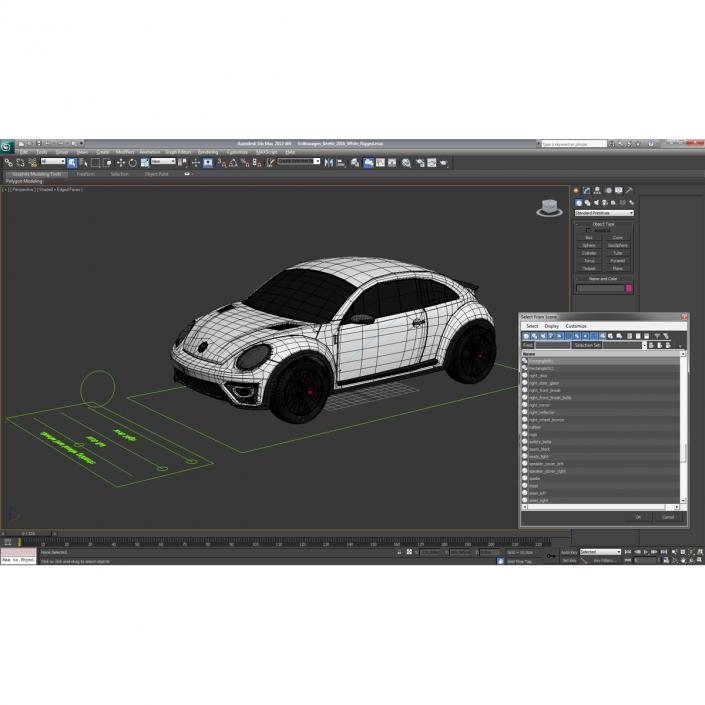 3D model Volkswagen Beetle 2016 White Rigged