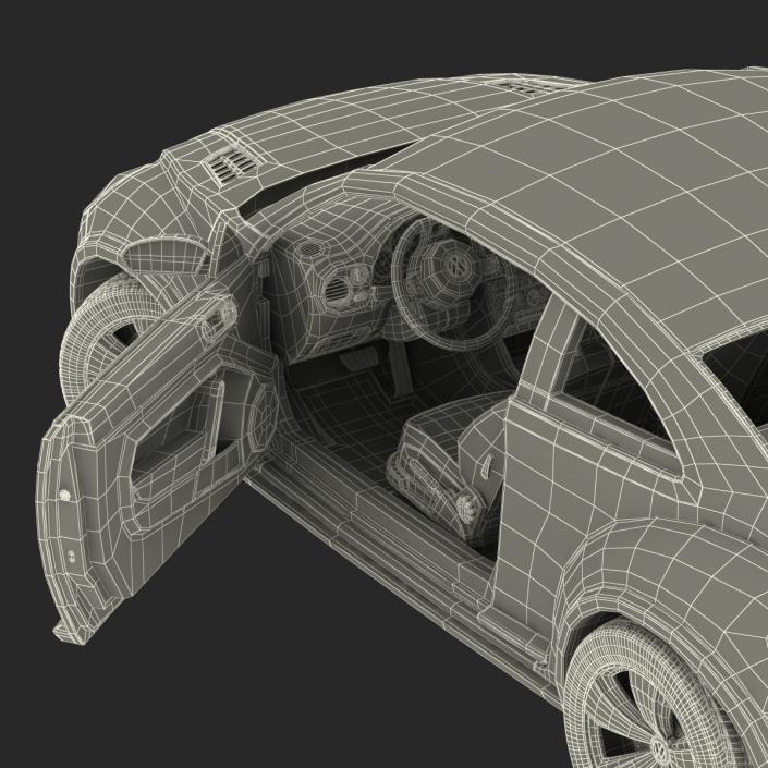 3D model Volkswagen Beetle 2016 White Rigged