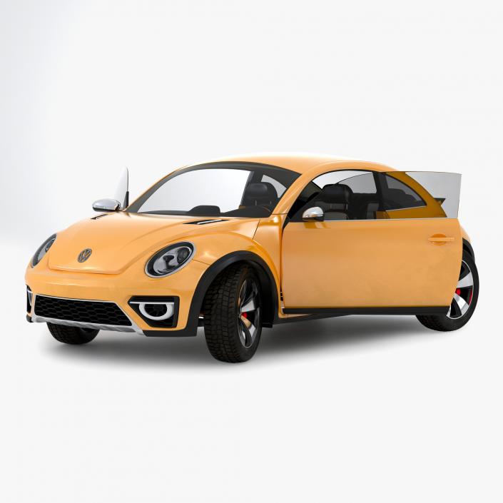 3D Volkswagen Beetle 2016 Yellow Rigged