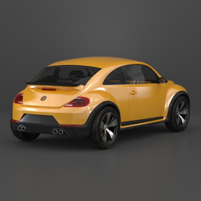 3D Volkswagen Beetle 2016 Yellow Rigged