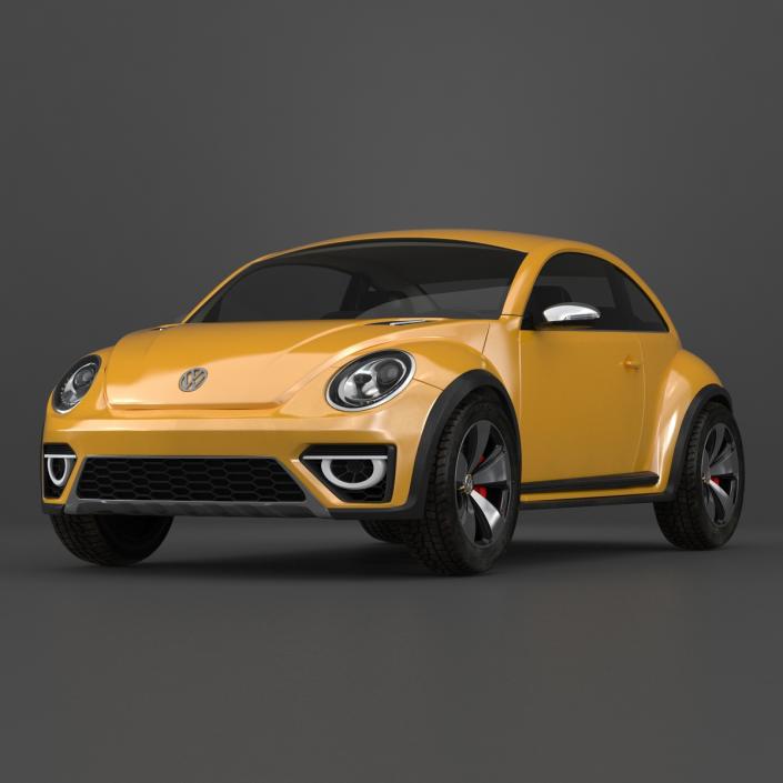 3D Volkswagen Beetle 2016 Yellow Rigged