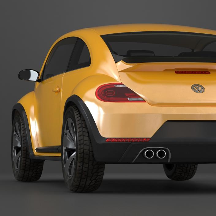 3D Volkswagen Beetle 2016 Yellow Rigged