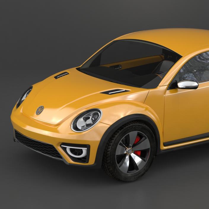 3D Volkswagen Beetle 2016 Yellow Rigged