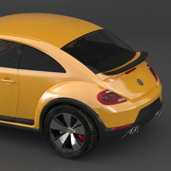 3D Volkswagen Beetle 2016 Yellow Rigged