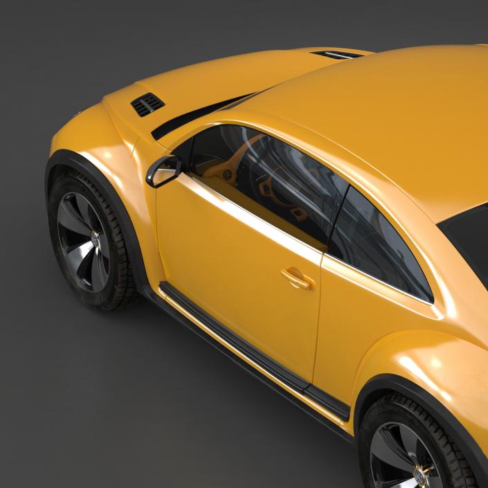 3D Volkswagen Beetle 2016 Yellow Rigged