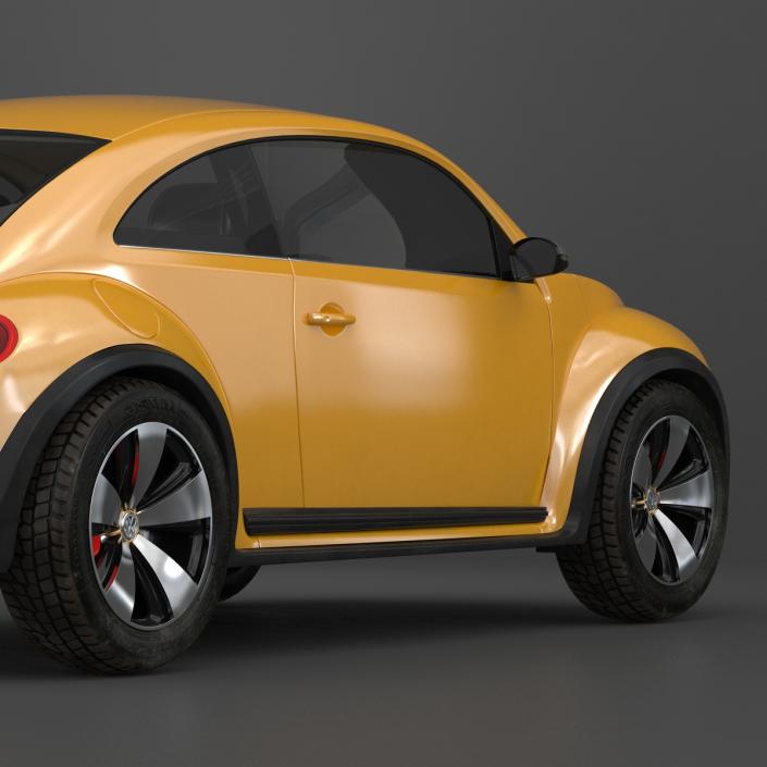 3D Volkswagen Beetle 2016 Yellow Rigged