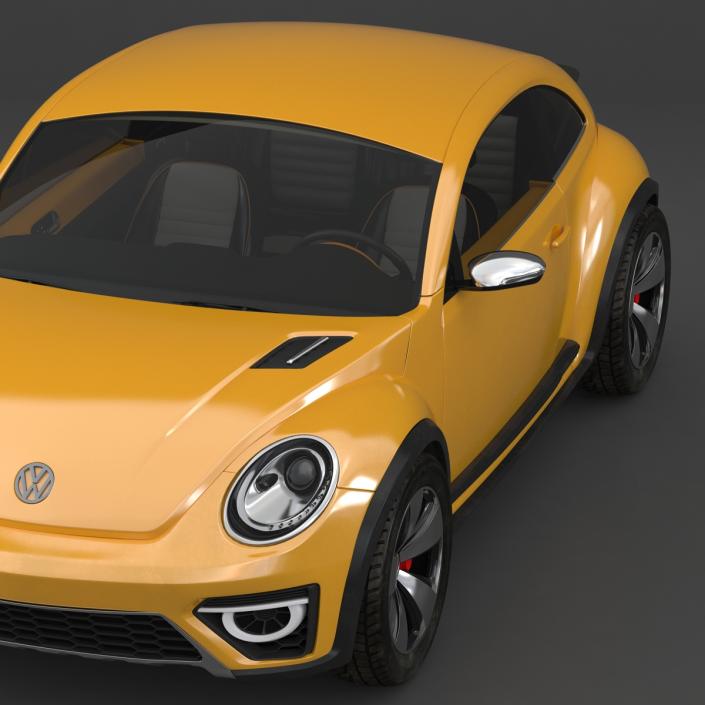 3D Volkswagen Beetle 2016 Yellow Rigged