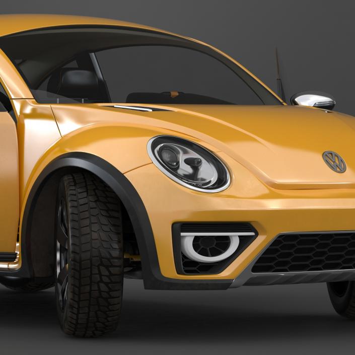 3D Volkswagen Beetle 2016 Yellow Rigged