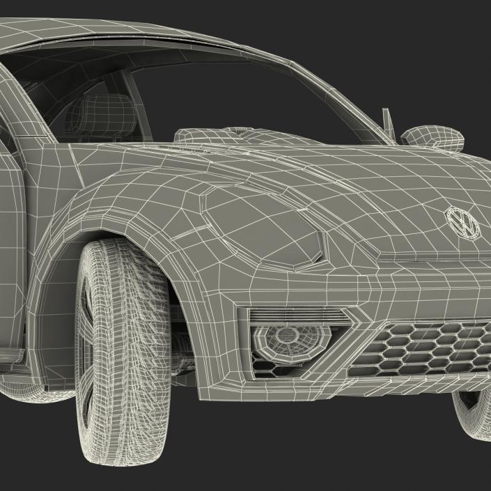 3D Volkswagen Beetle 2016 Yellow Rigged