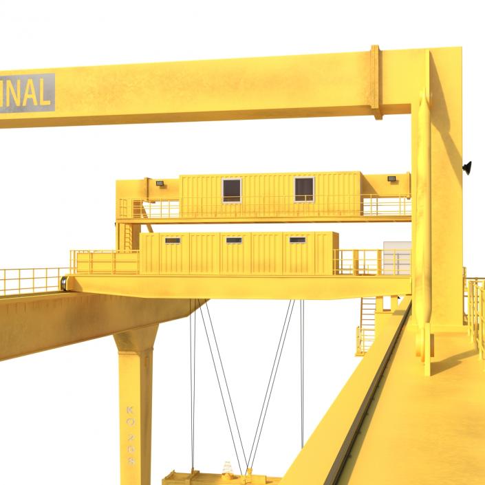 Rail Mounted Gantry Container Crane Yellow 3D