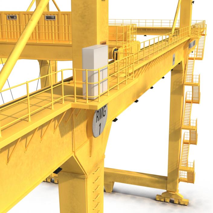 Rail Mounted Gantry Container Crane Yellow 3D