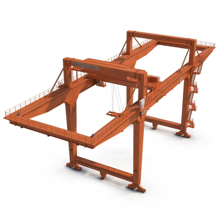 Rail Mounted Gantry Container Crane Orange 3D