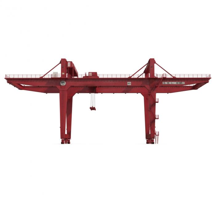 Rail Mounted Gantry Container Crane Red 3D model