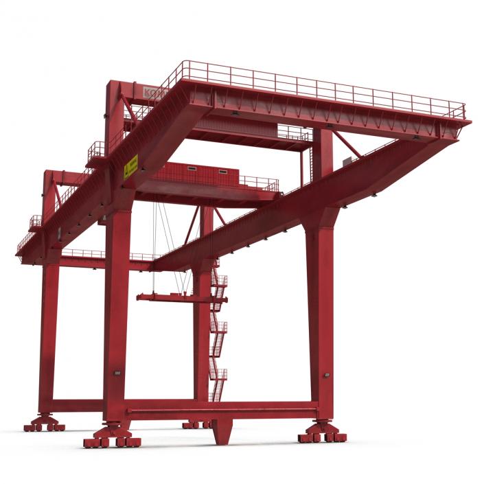 Rail Mounted Gantry Container Crane Red 3D model