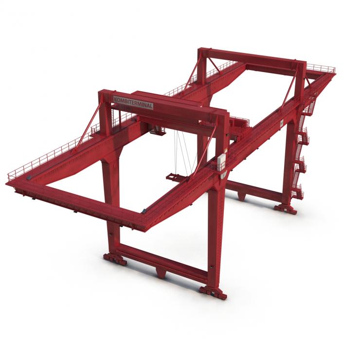 Rail Mounted Gantry Container Crane Red 3D model