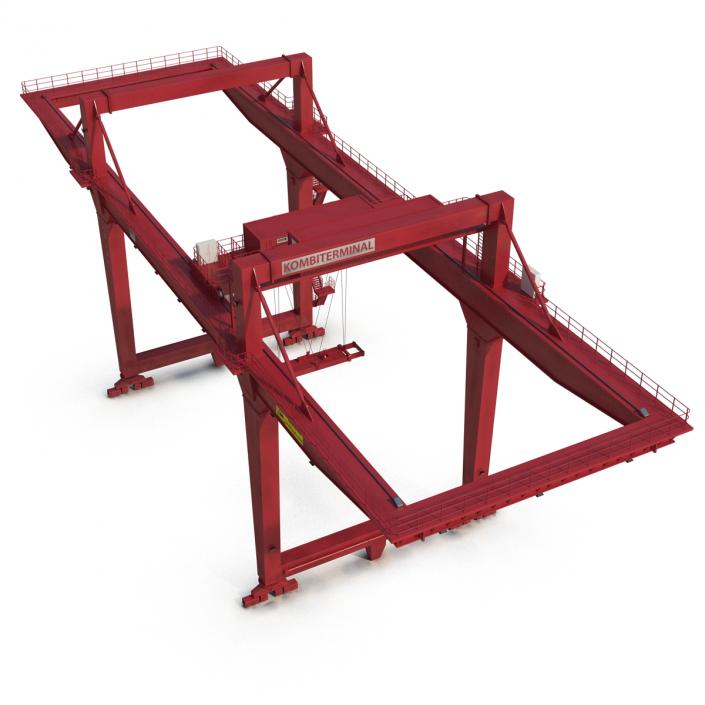 Rail Mounted Gantry Container Crane Red 3D model