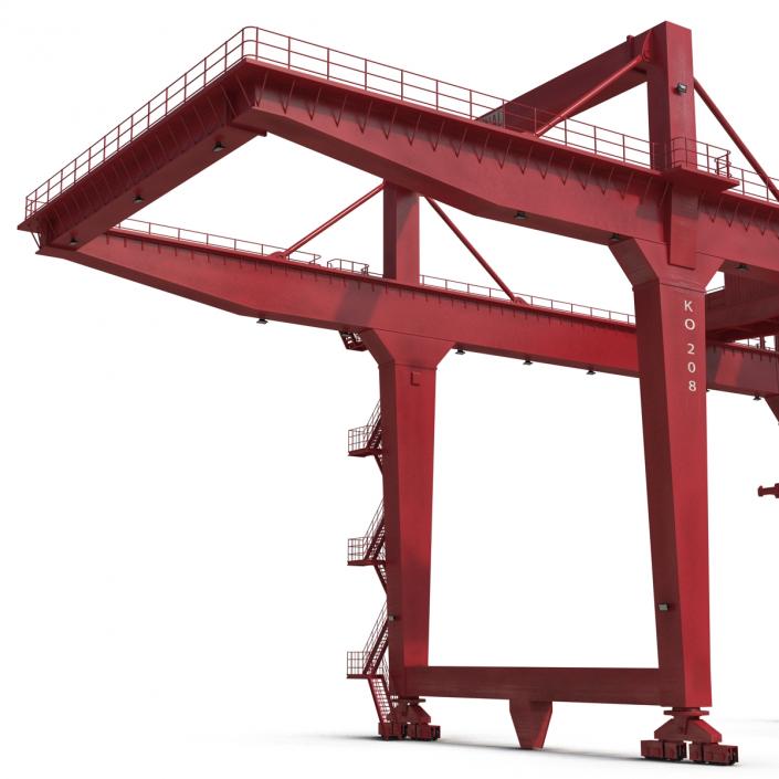 Rail Mounted Gantry Container Crane Red 3D model