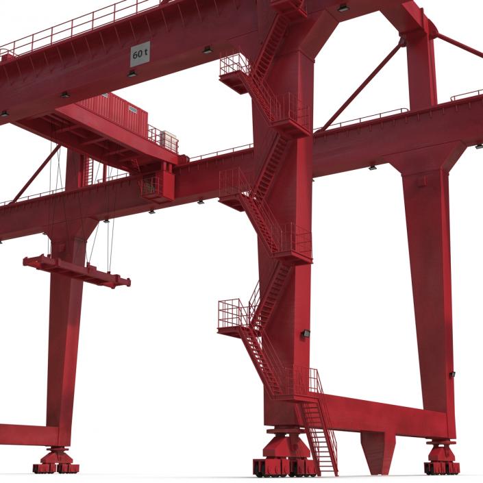 Rail Mounted Gantry Container Crane Red 3D model