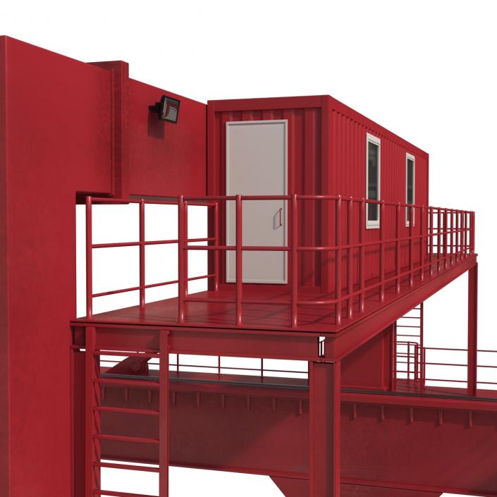 Rail Mounted Gantry Container Crane Red 3D model