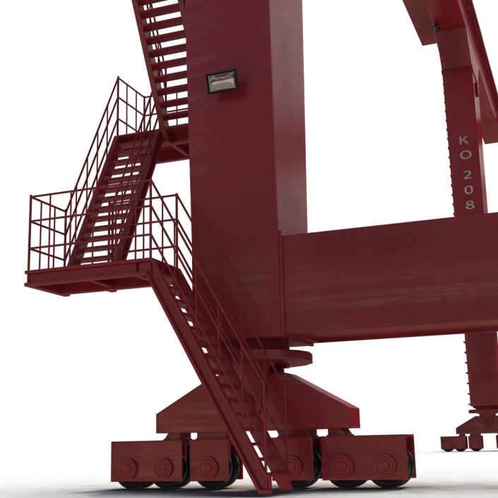 Rail Mounted Gantry Container Crane Red 3D model